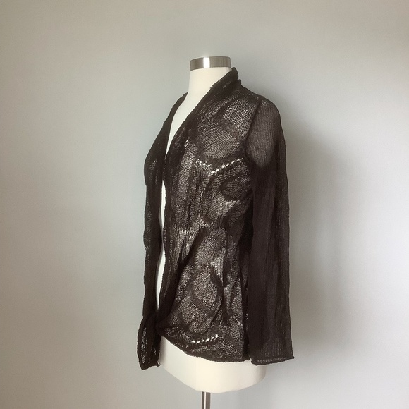 Eileen Fisher Linen Blend Lace Open Front Draped Cardigan MSRP$168 - Picture 2 of 15